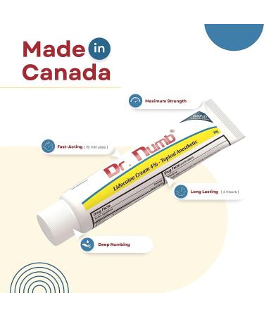 Dr. Numb 4% Lidocaine Cream | Maximum Strength Pain Relief Cream with Vitamin E | Fast Relief for Hemorrhoids & Skin Discomfort - 30g (1.05 oz - Buy Online on GoSupps.com