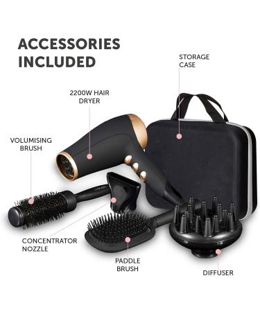 Carmen C80021 Noir Hair Dryer Styling Set | 2200W Black/Rose Gold | Gift Set - Buy Online on GoSupps.com