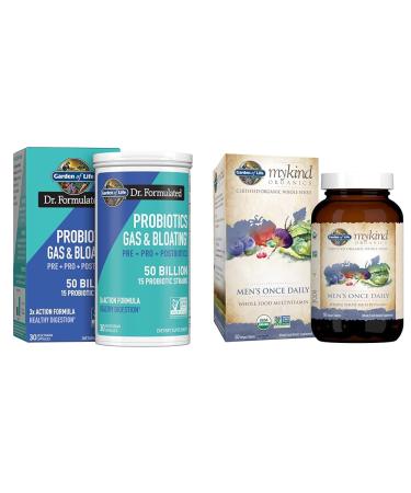 Garden of Life Dr Formulated Once Daily 3-in-1 Complete Prebiotics Postbiotics & Probiotics & Organics Multivitamin for Men - Men's Once Daily Whole Food Vitamin Supplement Tablet