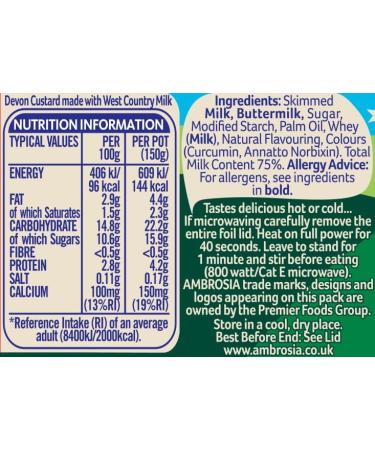 Ambrosia Devon Creamy Custard 150g Pot - Ready-to-Eat Original Flavor - Buy Online on GoSupps.com