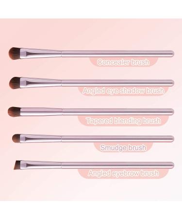 5Pcs Pink Eye Makeup Brushes Set with Case - Eyeshadow, Eyeliner, Concealer, Blending, Eyebrow Brushes - Travel Friendly - Buy Online on GoSupps.com