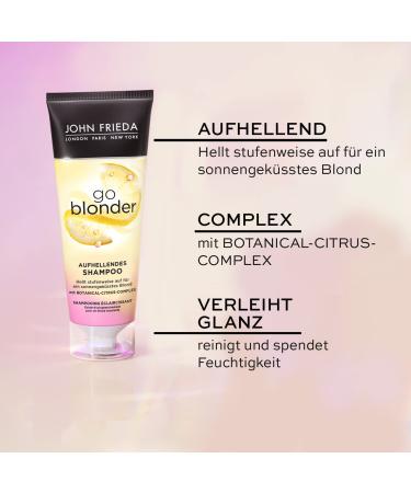 John Frieda Go Blonder Set - Shampoo & Conditioner for Blonde Hair - 250ml Each - Gradually Lightens & Brightens - Buy Online on GoSupps.com