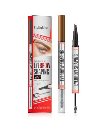 DASAWADA 2 in 1 Eyebrow Pencil & Gel with 4 Tips Tip Eyebrow Contour Pencil Natural Makeup (01# Light Brown)