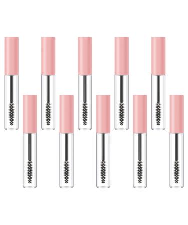 10pcs Mascara Empty Tube Clear Lash Mascara Refillable Tubes Diy Lips Lotion Plastic Travel Pink