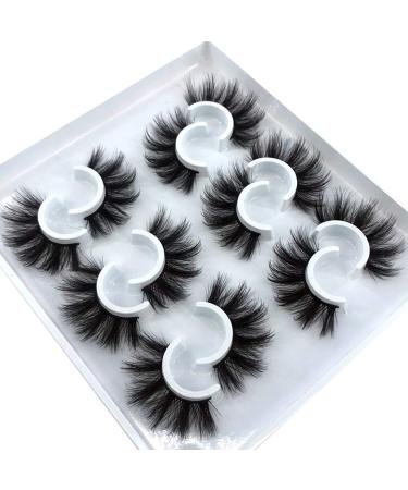 3D Mink False Eyelashes Full Strips Thick Cross Long Lashes Wispy Fluffy Eye Makeup Tools 6 Pairs (MDF12)