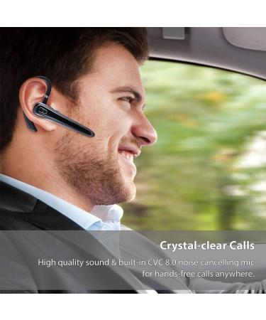 GPEESTRAC Bluetooth Headset V5.0 Earpiece with Noise Cancelling Mic | 15-Hour Playtime | Hands-Free Calls | Wireless Headset for Business, Workout, Driving - Buy Online on GoSupps.com
