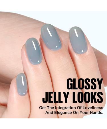 TOMICCA Grey Blue Jelly Gel Nail Polish - Sheer Teal Color, Quick Dry & Soak Off U V Gel Nails for DIY Nail Art - Buy Online on GoSupps.com