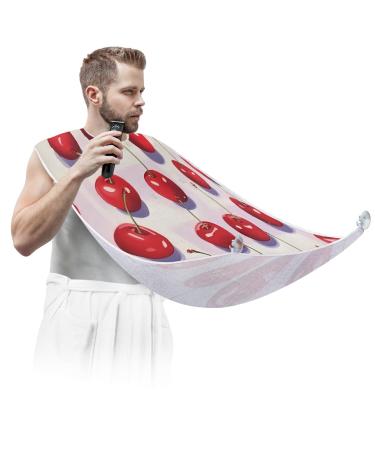 Fruit Cherry Beard Bib Apron Beard Hair Catcher for Men Shaving Fathers Day Anniversary Christmas Gifts for Dad Husband Beard Bib with 2 Suction Cups