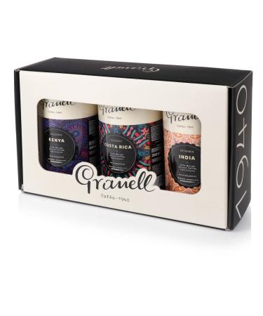 Granell Cafés · 1940 - Pack Origines, Lot Ground Coffee Origines - Ground Coffee Box | Coffee from Kenya, India and Costa Rica, 100% Arabica Ground Coffee, Premium Quality Coffee - 3x250 gr