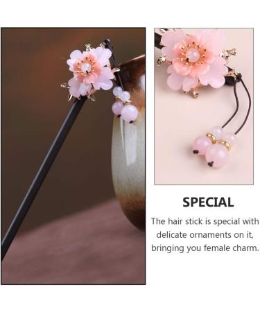 1pc Peach Blossom Wooden Hair Clasp Flower Hair Clips for Women Flower Hair Chopsticks Vintage Hair Chopsticks Hair Jewels for Women Wood Hairpin Miss Alloy Tassel Hair Stick - Buy Online on GoSupps.com