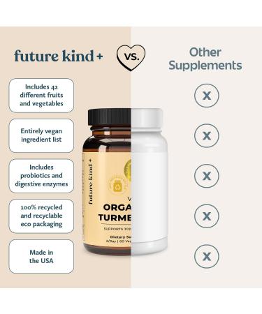 Future Kind Turmeric Supplement (60 ct) - Vegan Turmeric Curcumin Supplement for Joint Support Skin & Immunity - 1400mg Turmeric Curcumin with Black Pepper Fruit Gluten-Free & Non-GMO - Buy Online on GoSupps.com