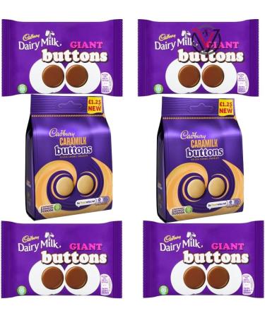 02 x Caramilk Golden Caramel Buttons Bag 90g & 04 x Dairy Milk Giant Buttons Bag 40g - 06 Mixed Bags - Buy Online on GoSupps.com