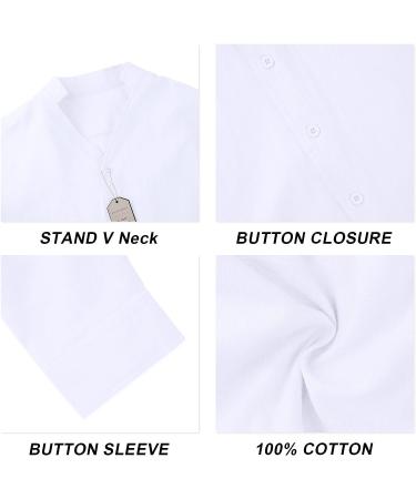 CTU Men's Linen Beach Set: Long Sleeve V-Neck Shirt & Yoga Pant, White - Summer Vacation Essential - Buy Online on GoSupps.com