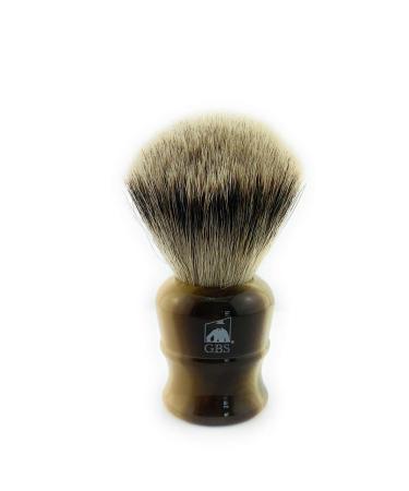 G.B.S Badger Shaving Brush with Faux Horn Handle Free Stand Large Silvertip