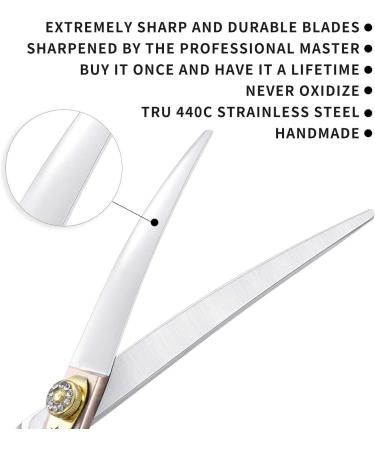 Dream Reach 7 Professional Pet Grooming Curved Scissors - Japanese Steel Shears for Dog, Cat & More (7 inch) - Buy Online on GoSupps.com