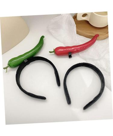 SKISUNO Chili Hair Hoop Headband Hair Accessories for Kids Chili Pepper Hat Chili Design Hair Hoop Fruit Man Elastic 1 count (Pack of 1) Green - Buy Online on GoSupps.com