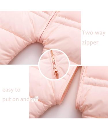 MiniZone Baby Snowsuit Winter Romper | Cotton Hooded Jumpsuit for Girls and Boys | Warm Long Sleeve Outfit | Cartoon Rabbit Design | 0-6 Months | Pink - Buy Online on GoSupps.com
