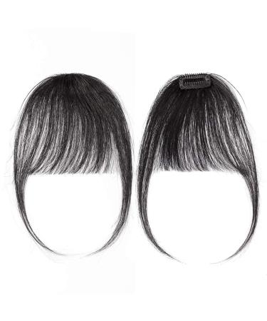 Clip in Bangs - 100% Remy Human Hair Fringe Extension | Natural Straight Black Hairpiece #1 - Buy Online on GoSupps.com