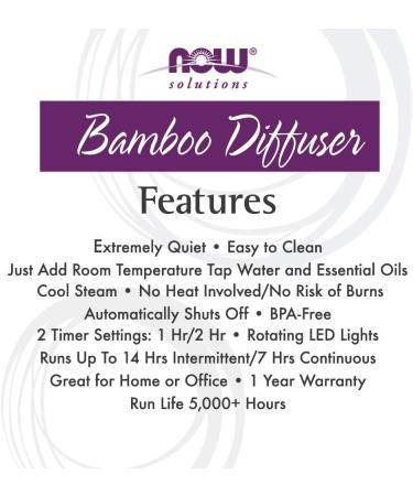 Now Foods Real Bamboo Ultrasonic Oil Diffuser - Aromatherapy Essential Oil Diffuser - Buy Online on GoSupps.com