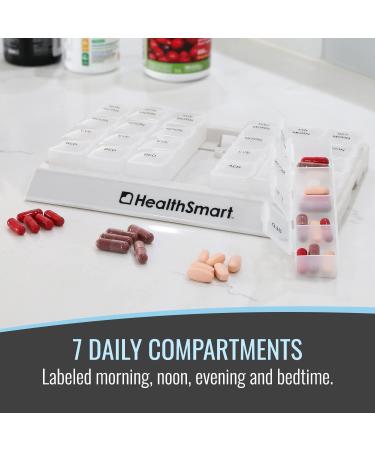 HealthSmart Weekly Pill Organizer - 3 Times a Day Medicine Organizer for Morning Noon Evening & Night - Travel Pill Organizer with Storage Tray - Clear (Pack of 1 - Buy Online on GoSupps.com