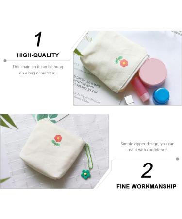 Canvas Zipper Pouch for Women - White Tie Earphone Lipstick Holder Bag - Buy Online on GoSupps.com