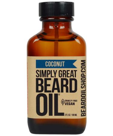Simply Great Beard Oil - Coconut Scented Beard Oil - Bear Conditioner 3 Oz Easy Applicator - Natural - Vegan and Cruethy Free Care for Beards - America's Favorite by Simply Great Oil - Buy Online on GoSupps.com