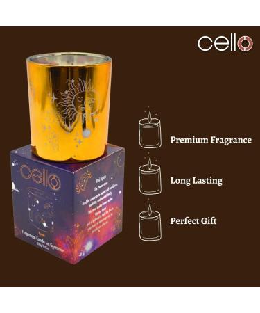 Cello Celestial Scented Candle with Tigers Eye Gemstones - Metallic Gold Candle with Brown Crystals - Ideal Gift for Men and Women - Buy Online on GoSupps.com