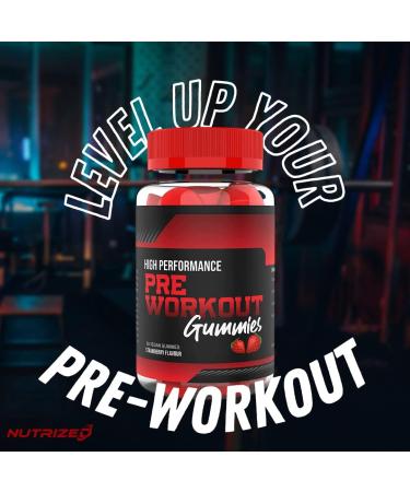 Buy Vegan Pre Workout Gummies - Strawberry Flavor - Boost Energy & Focus - 60 Count - High Performance Chewables - Buy Online on GoSupps.com
