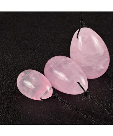 HEALLILY Yoni Eggs for Women - Kegel Training Nephrite Jade & Drilled Quartz Pelvic Floor Exercise - Pink 40x25mm - Buy Online on GoSupps.com
