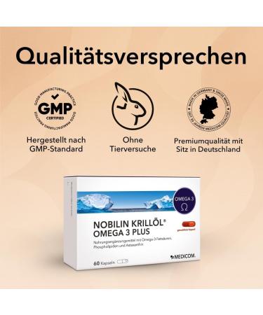  Medicom Medicom Nobilin Omega 3 Plus Krill Oil High Quality Omega-3 Fatty Acids EPA & DHA Astaxanthin 500mg Antarctic Krill Oil Licaps Licaps Odourless - 60 Capsules - Buy Online on GoSupps.com