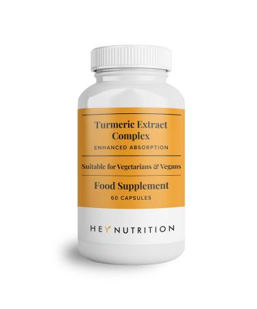 Hey Nutrition Turmeric Extract Complex - Vitamin D3 & C Black Pepper Extract - Support Muscle & Joint Relief - Maximum Potency & Enhanced Absorption - UK Manufactured - 60 Vegan Capsules 60 count (Pack of 1)