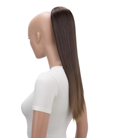 CAISHA 22" Hairpiece Ponytail Extension Heat-Resistant Synthetic Fiber Straigth Brown Mix PH521 brown mix #4T6 PH521