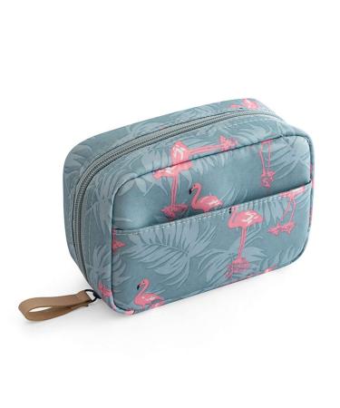 Laahoem trip cultural bags flamingo makeup form cosmetics bag organizer waterproof portable washing bag for women girls blue blue