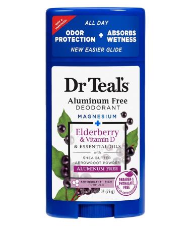 Dr. Teal's Elderberry Deodorant Gift Set - Aluminum Free Moisture Absorbent 2 Pack (2.65oz Each) - Vitamin D & Essential Oils for Healthy Skin - Buy Online on GoSupps.com