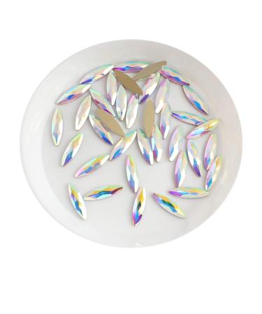 30Pcs/ Nail Art Rhinestones for 3D Nails Decoration Pack Long Horse Eye Shaped Glass Colorful AB Stones Home Collections (Color : Ab Size : 30Pcs) 30Pcs Ab