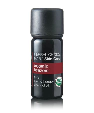Organic Benzoin Essential Oil by Herbal Choice Mari (0.3 Fl Oz Glass Bottle) - No Toxic Synthetic Chemicals - TSA-Approved Travel Size