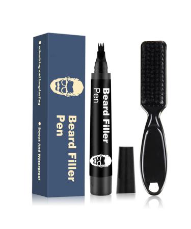Beard Pencil Filler For Men With Beard Brush Black Beard Filler Pen For Instant Fuller Beard Beard Thickener For Men Beard Grooming Kit For Men Beard Gifts For Men Waterproof Beard Pencil