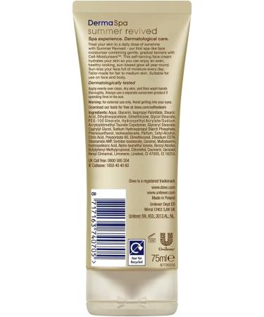 Dove Unilever Derma Spa Body Lotion 200ml with Face Cream Summer Revived Fair to Medium 75ml 2 Piece Set - Buy Online on GoSupps.com