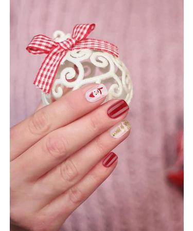 EBANKU 96 Pcs Christmas Coffin False Nails | Short Fake Nails Full Cover Kit with Adhesive Tabs | Snowflake Elk Design Nail Art for Women Girls - Buy Online on GoSupps.com