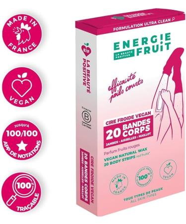 ENERGY FRUIT Vegan Cold Wax Strips - 20 Body Strips for Perfect Finish on Legs Armpits & Jersey - Short Hair Removal Solution - Buy Online on GoSupps.com