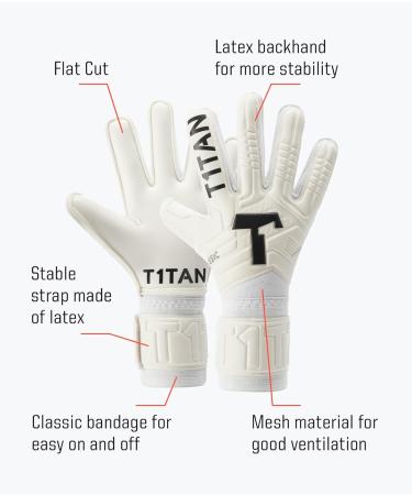 T1tan Classic 1.0 Goalkeeper Gloves | No Finger Protection | Football Gloves in Various Sizes & Colors - Classic 1.0 White - Buy Online on GoSupps.com