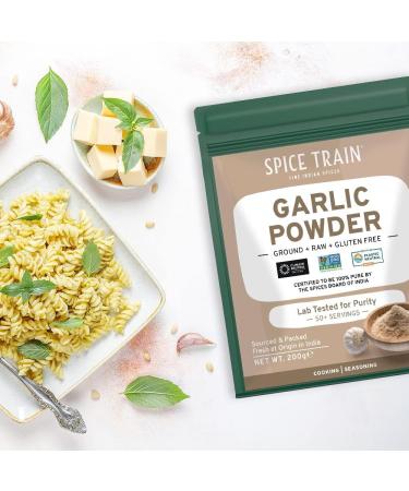 SPICE TRAIN Garlic Powder 200g/7oz - Raw Ground Garlic from India | Resealable Zip Lock Pouch | Cooking Seasoning | Vegan & Gluten-Free - Buy Online on GoSupps.com