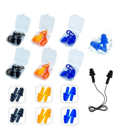 Silicone Ear Plugs for Sleeping 12 Pairs Soft Waterproof Noise Canceling Reduction Earplugs Waterproof Reusable Sound Blocking Earplugs for Concert Swimming Study Loud Noise Snoring (12 Pack) 3 Color - 12 Pack
