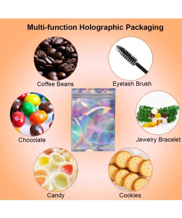100pcs Holographic Mylar Bags 4x6 Inch - Resealable Foil Zip Lock Pouches for Candy, Jewelry, Lash, Lip Gloss - Gift Packaging Baggies - Buy Online on GoSupps.com