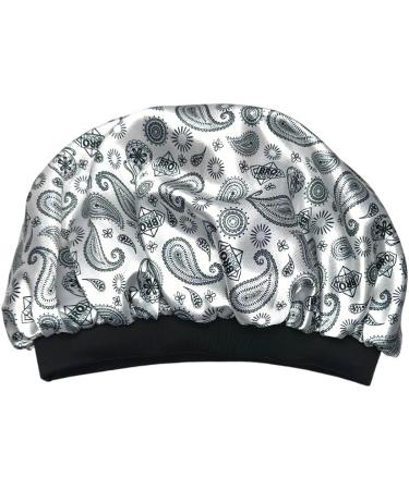 Silk Satin Bonnet for Men - Double Sided Nightcap for Curly Hair, Dreads, Braids - Miami Orange & Blue/White Paisley - Unisex Sleep Cap - Buy Online on GoSupps.com
