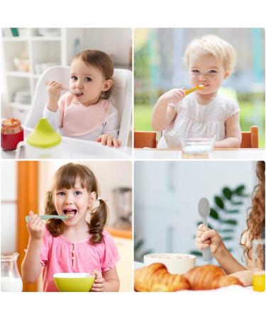 Vicloon Silicone Baby Feeding Training Spoon Set - 4pcs Self-Feeding Weaning Spoons for Kids, Toddlers, Children, Infants - Grey/Green/Pink/Yellow - Buy Online on GoSupps.com