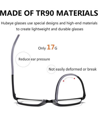 Hubeye TR90 Sport Reading Glasses for Men & Women - Flexible Anti-Blue Light Computer Glasses High-Quality Comfort Black/Gray 1.0 Diopters - Buy Online on GoSupps.com