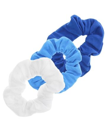 Topkids Accessories Soft Jersey Hair Scrunchies for Women Girls Children Pack of 3 (Royal Blue Turquoise)