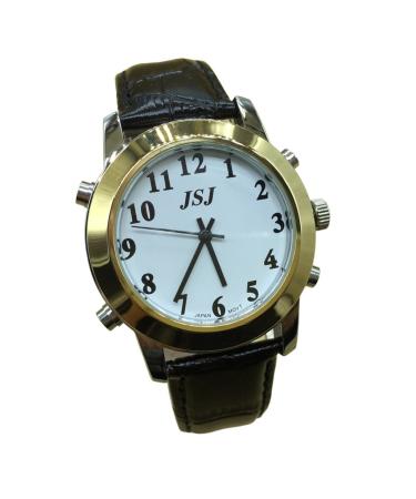 Automic Unisex Alarm English Talking Wrist Watch for The Blind and Low Vision with Leather Strap