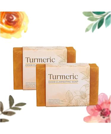 Lovelycat Savon blanchissant savon naturel artisanal savon au miel barre de savon curcuma & curcuma d odorant savon curcuma nettoie toutes les peaux (2PC)
